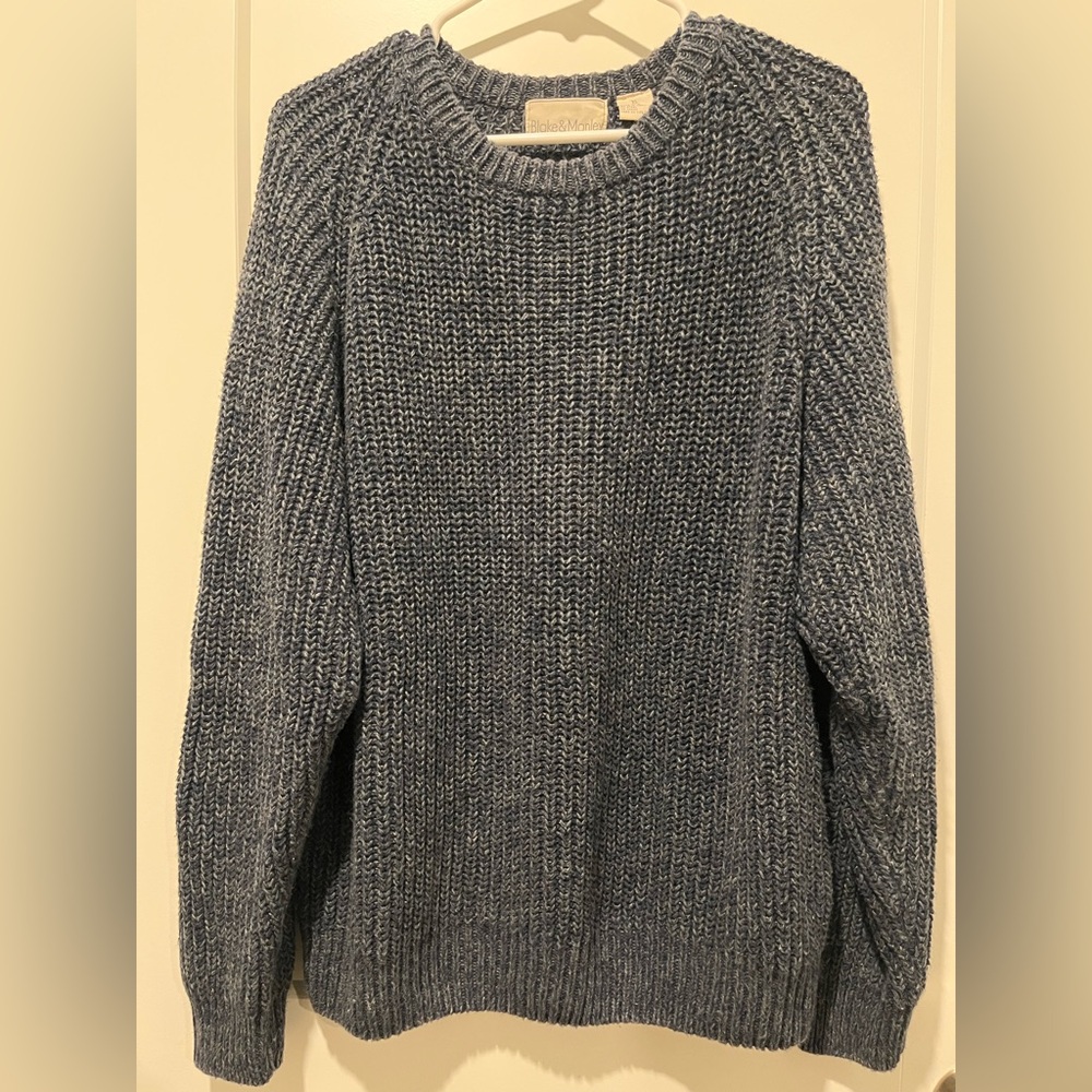Cozy Blake & Manley Blue/Gray Fisherman Knit Sweater